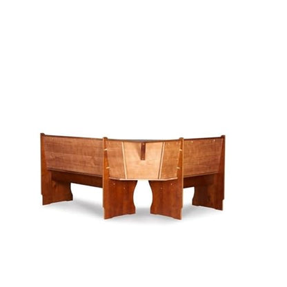 Dining Set Wood, Rectangular in Walnut Brown for Kitchen, Dining Room with Table, Benches, and Storage Space
