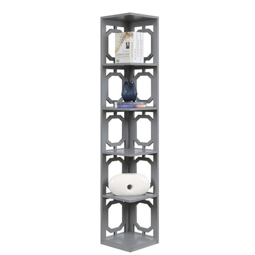 Omega 5 Tier Corner Bookcase, Gray