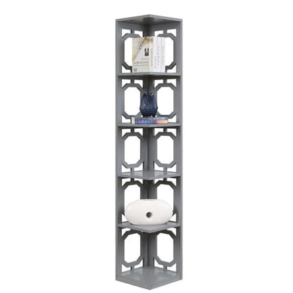 Omega 5 Tier Corner Bookcase, Gray