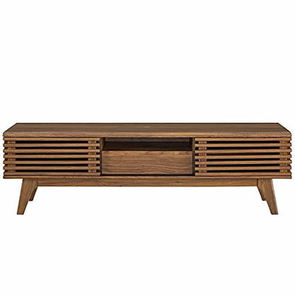 Render Mid-Century Modern Low Profile 59 Inch TV Stand in Walnut