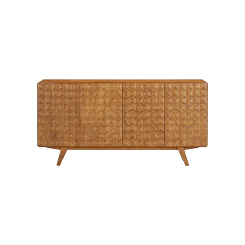 Sapa Mid-Century Modern Solid Wood Sideboard – 4-Door Accent Buffet Cabinet, view 5