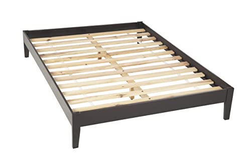 Solid Wood Platform Bed, Queen, Nevis Simple - Espresso