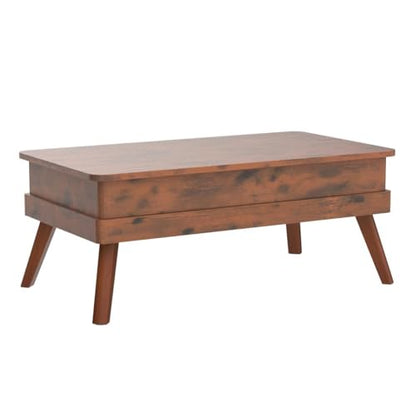 Lift Top Coffee Table, Easy-to-Assembly Center Table with Hidden Storage Compartment, Industrial Lift Tabletop Dining Table for Living Room Reception/Home Office, Rustic Brown