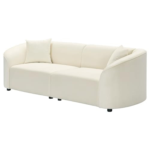 87" Large Couch, Comfy Upholstered Loveseat with Extra Deep Seats, Velvet Sofa for Living Room Apartment Office, Beige