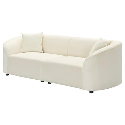 87" Large Couch, Comfy Upholstered Loveseat with Extra Deep Seats, Velvet Sofa for Living Room Apartment Office, Beige
