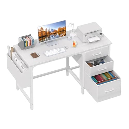 White Desk with File Drawers Cabinet, view 2