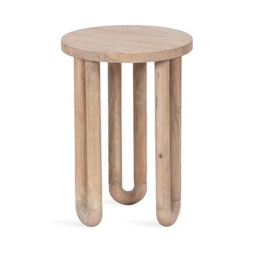 Kenzo Modern Wooden Round Side Table, 14 x 14 x 20, Light Natural, Transitional Wood End Table for Use as Bedroom Nightstand or Living Room Accent Table