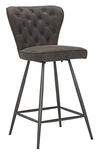Safavieh FOX1702C-SET2 American Homes Collection Ashby Modern Tufted Swivel Counter Stool, 26", Grey/Black