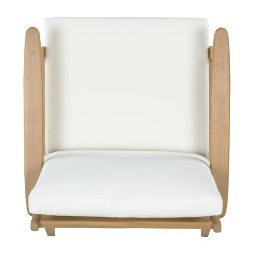 Arber Acacia Wood Lounge Chair Outdoor with Removable Cushion, Solid Wood Patio Accent Chair with Cushion, Patio Furniture Set Sofa Chair, Beige+Light Teak