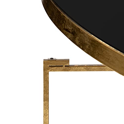 Celia Modern Round Coffee Table; 28 x 28 x 19; Black and Gold; Coffee Table for Living Room Decor; Storage; and Display