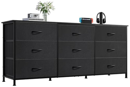 Dresser TV Stand for 65 Inch TV, 9 Drawer Dresser for Bedroom, Black, view 2