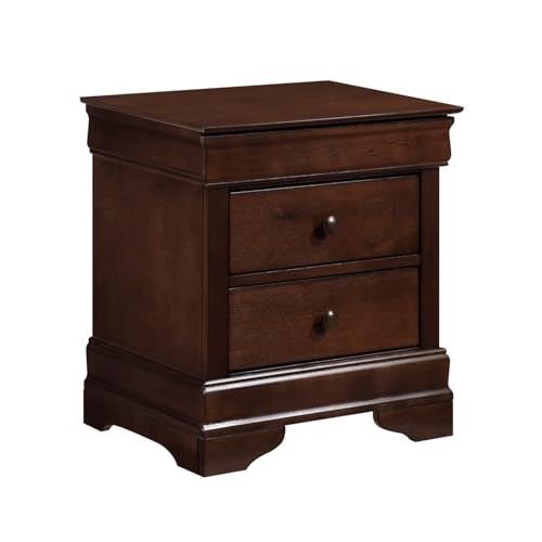 1pc Nightstand with Drawers Brown Cherry Finish Wood Bedroom Furniture