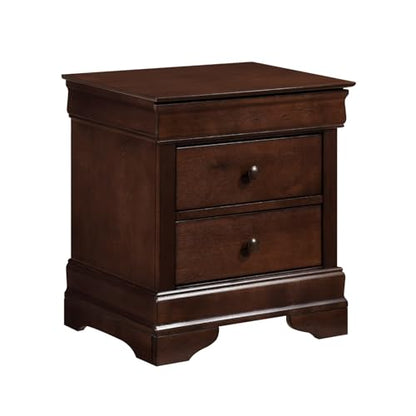 1pc Nightstand with Drawers Brown Cherry Finish Wood Bedroom Furniture