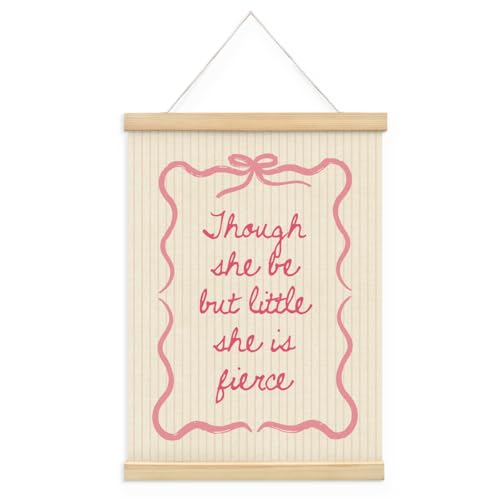 Girls Room Decor, Baby Girl Wooden Poster Hanger, Pink Bow Coquette Trendy Preppy Girly Wall Decor, 12x16 Inch