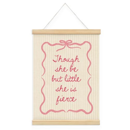 Girls Room Decor, Baby Girl Wooden Poster Hanger, Pink Bow Coquette Trendy Preppy Girly Wall Decor, 12x16 Inch