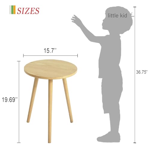 Side Table Round, Small Accent Table Nightstand Modern End Table for Living Room Bedroom Office Small Spaces, 15.7''Dia x 19.69''H(Natural Walnut)