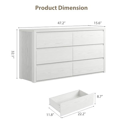 6 Drawer Dresser for Bedroom, Wood Chest of Drawers Handle Free, view 3