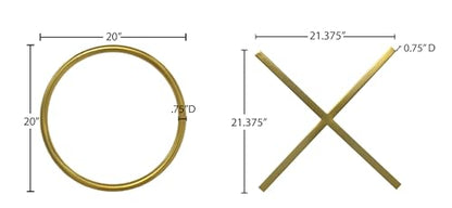 Meridian Furniture 432 XOXO Collection Modern | Contemporary Stainless Steel Wall Decor, Gold, 66.75" W x .75" D x 66.75" H