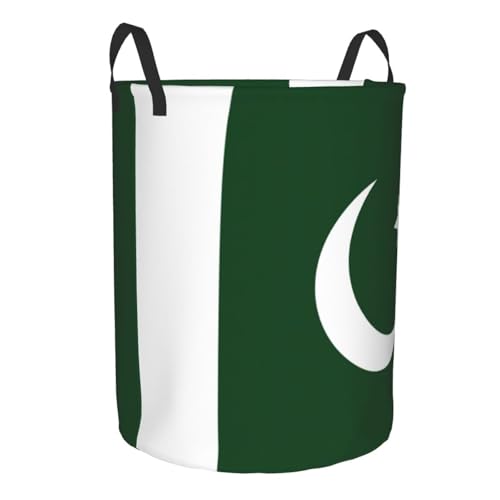 Pakistan flag print circular laundry hamper, view 5