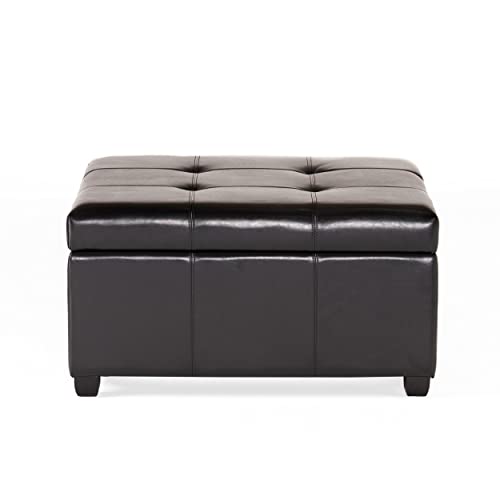 Carlsbad Bonded Leather Storage Ottoman, Espresso