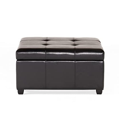 Carlsbad Bonded Leather Storage Ottoman, Espresso
