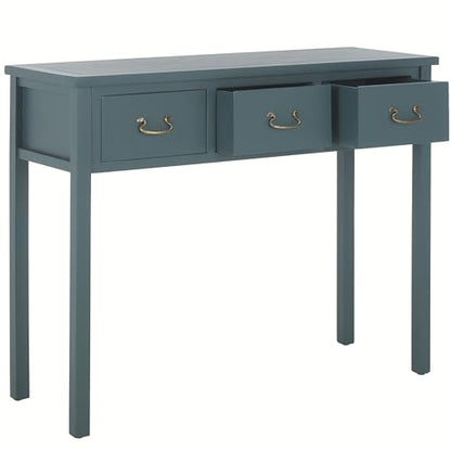SAFAVIEH Home Collection – Cindy Teal Console Table with Three Drawers, French Farmhouse Storage Console, Tapered Leg Design (AMH6568H)