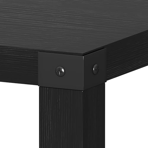 Farmhouse End Table Set of 2, Rustic Vintage Nightstand Side Table with Shelf for Living Room, Black