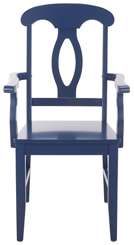 SAFAVIEH Home Collection – Hannelore Solid Wood Dining Arm Chair, Dark Blue Finish, Classic Transitional Seating Design (DCH6907D)