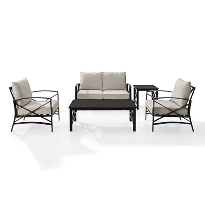 Crosley Furniture KO70133WH-OL St. Augustine 2-Piece Outdoor Wicker Seating Set (Loveseat and Coffee Table), Weathered White with Oatmeal Cushions