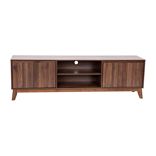 Hatfield Mid-Century Modern TV Stand For 65+ Inch TV's, Walnut Laminate Finish, view 2