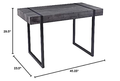 Harkriven Small Space Desk - Transitional Design, Black Iron and Wood - Ideal for Home Office, Bedroom (HO1094537)