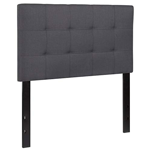 Bedford Tufted Upholstered Twin Size Headboard in Dark Gray Fabric