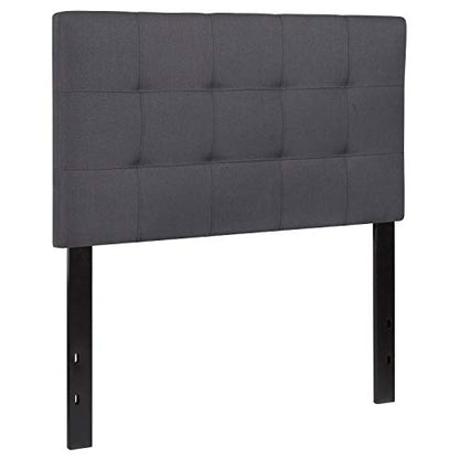 Bedford Tufted Upholstered Twin Size Headboard in Dark Gray Fabric