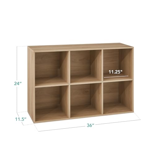 Best Choice Products 6-Cube Storage Organizer, 11in Shelf Opening, Bookcase, Display Shelf, Customizable w/ 3 Removable Back Panels – Light Oak