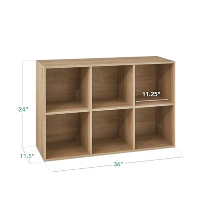Best Choice Products 6-Cube Storage Organizer, 11in Shelf Opening, Bookcase, Display Shelf, Customizable w/ 3 Removable Back Panels – Light Oak