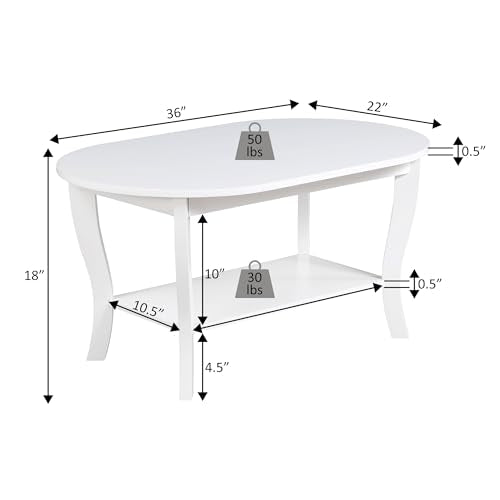 American Heritage Oval Coffee Table 36" - Classic Living Room Table with Storage Shelf for Transitional Living Room, Mahogany
