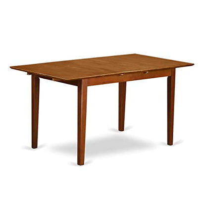 PST-SBR-T Picasso Dining Table - a Rectangle Wooden Table Top with Butterfly Leaf, 32x60 Inch, Saddle Brown