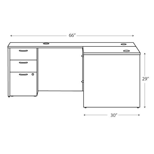 MOD L-Desk with Dual Pedestals, Home Office L Shape Executive Desk with Drawers, view 4