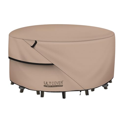 Round Patio Furniture Cover - Outdoor Waterproof Table with Chair Set Cover 92 inch