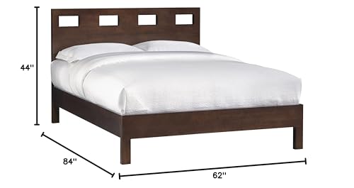 Solid Wood Platform Bed, Queen, Riva - Chocolate Brown