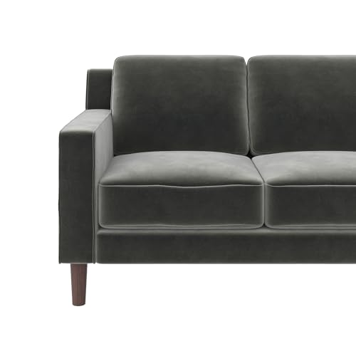 Brynn 3 Seater Upholstered Sofa, Living Room Furniture, Gray Velvet