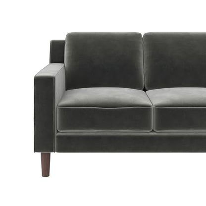Brynn 3 Seater Upholstered Sofa, Living Room Furniture, Gray Velvet