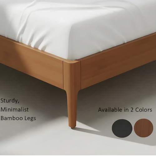 Queen Size Solid Bamboo Wood Spindle Platform Bed with 46.5" Tall Headboard, view 8