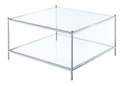 Royal Crest Square Coffee Table, Clear Glass / Chrome Frame