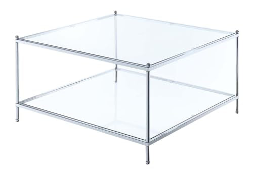 Royal Crest Square Coffee Table, Clear Glass / Chrome Frame