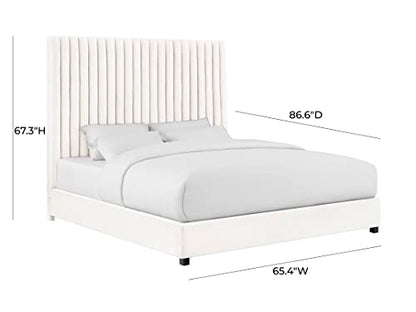 Tov Furniture Arabelle Upholstered Velvet Bed (White, Queen (U.S. Standard))