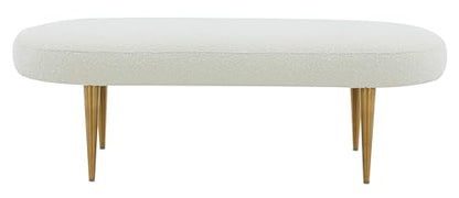 SAFAVIEH Couture Collection Corinna Glam Ivory Boucle/Gold Leg Oval Bench