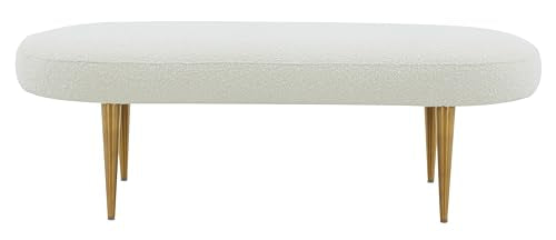 SAFAVIEH Couture Collection Corinna Glam Ivory Boucle/Gold Leg Oval Bench