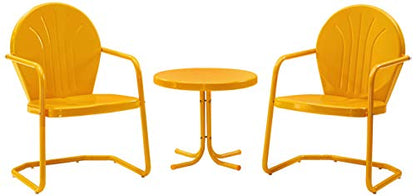 Griffith 3-Piece Outdoor Chair and Side Table Set, Retro Metal Bistro Patio Sets for Porch, Tangerine