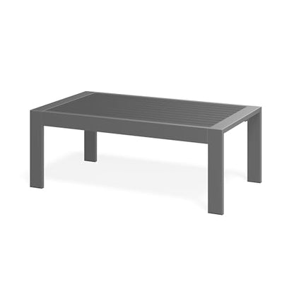 Outdoor Furniture Patio Coffee Table, Rectangle Outdoor Coffee Table, All-Weather Patio Metal Coffee Table for Balcony, Garden, Deck, Backyard, Grey